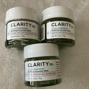 Clarity Cold Compress Soothing Cucumber Mask LOT 3 x .5oz ea = 1.5 Oz Travel Sz